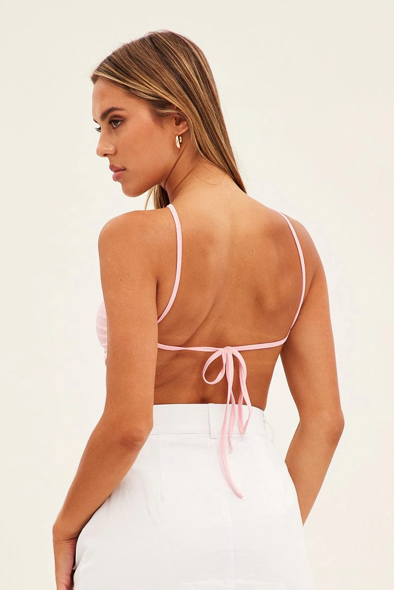 Pink Scarf Top Backless