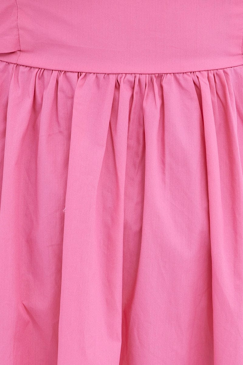 Pink Tie Back Midi Dress