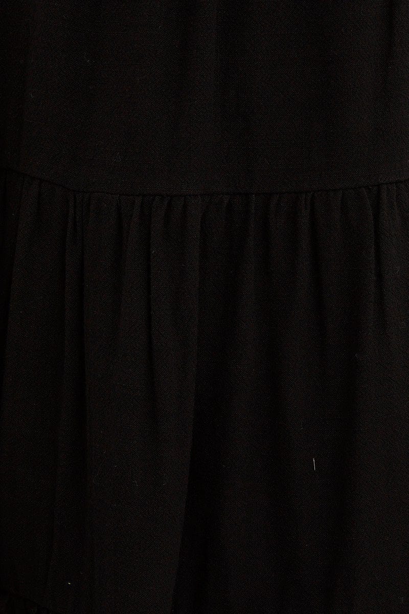 Black Swing Dress Sleeveless Tiered Pocket