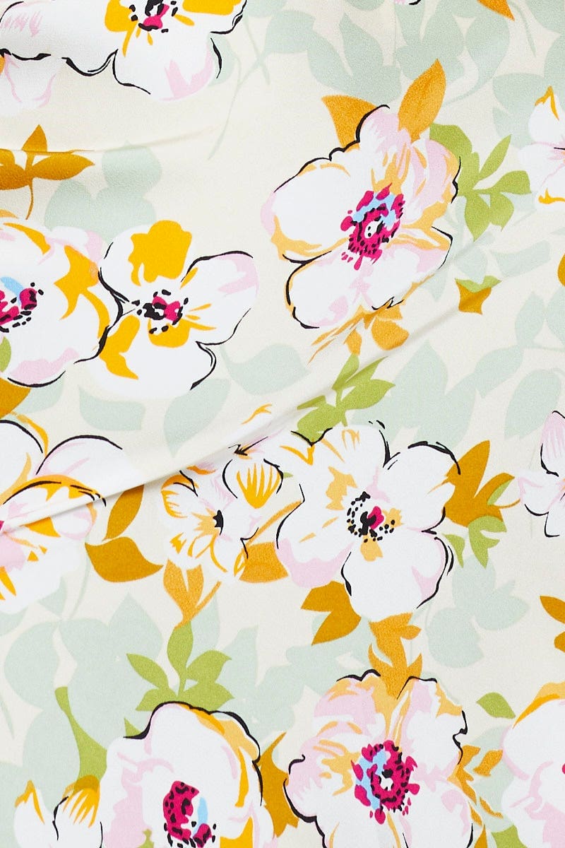 Print Midi Dress Cowl Neck