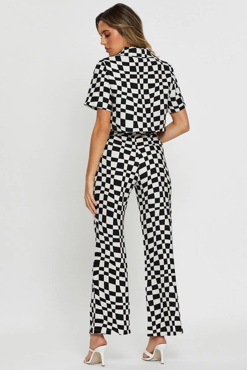 Check Pants Wide Leg