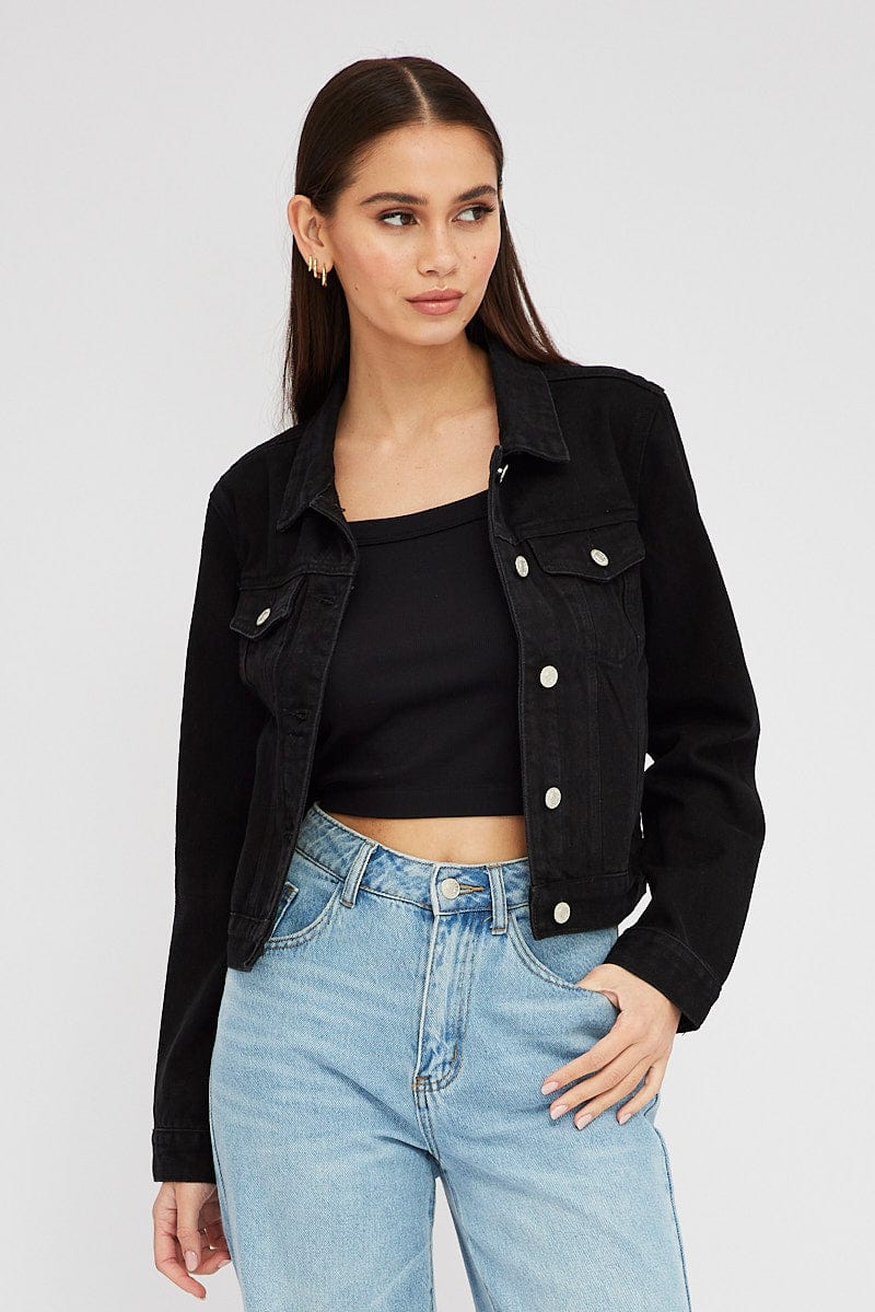Black Denim Crop Jacket