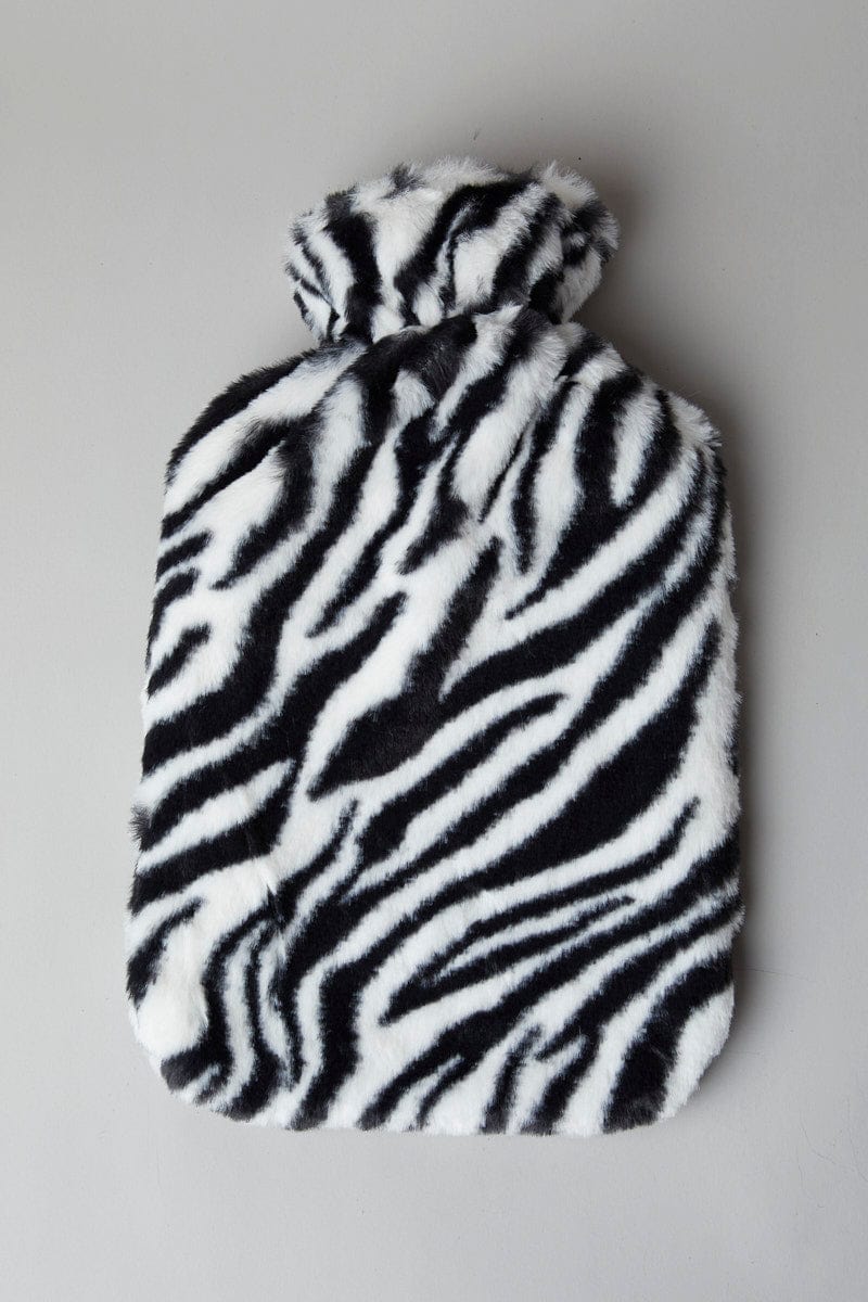 Black Animal Print Zebra Print Hot Water Bottle