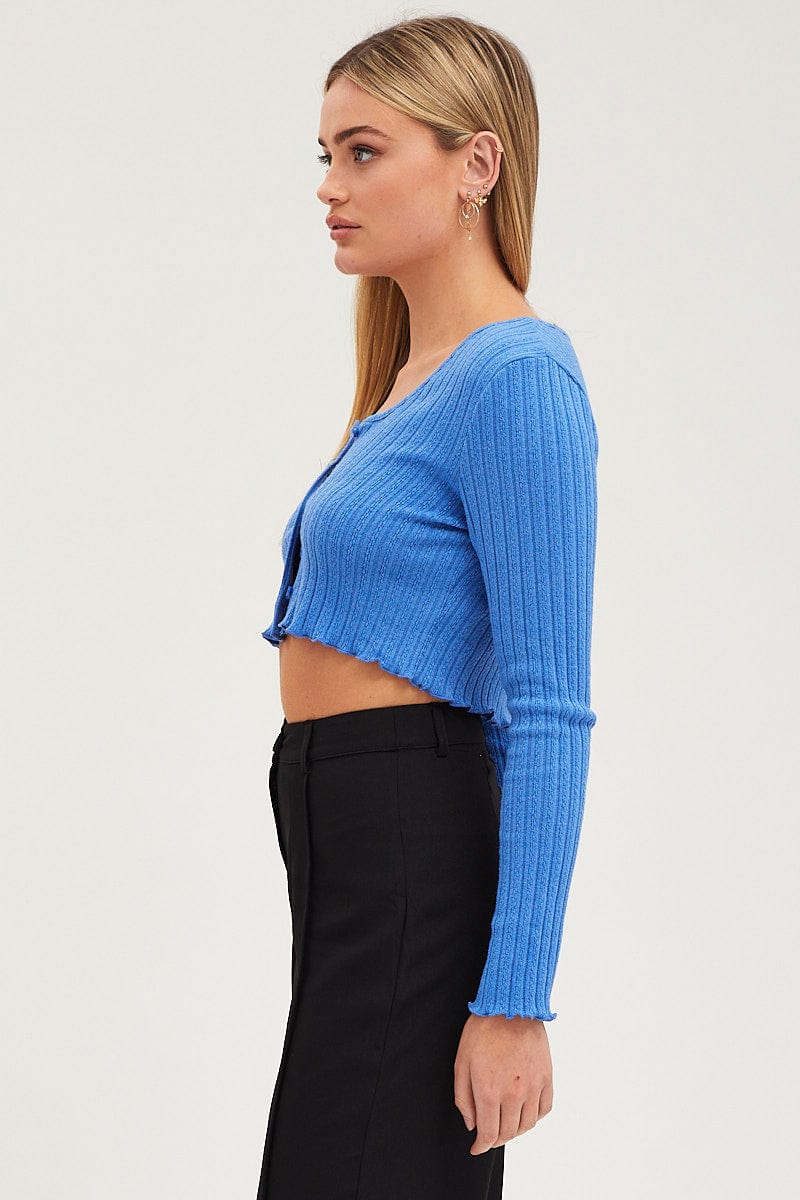 Blue Rib Top Long Sleeve