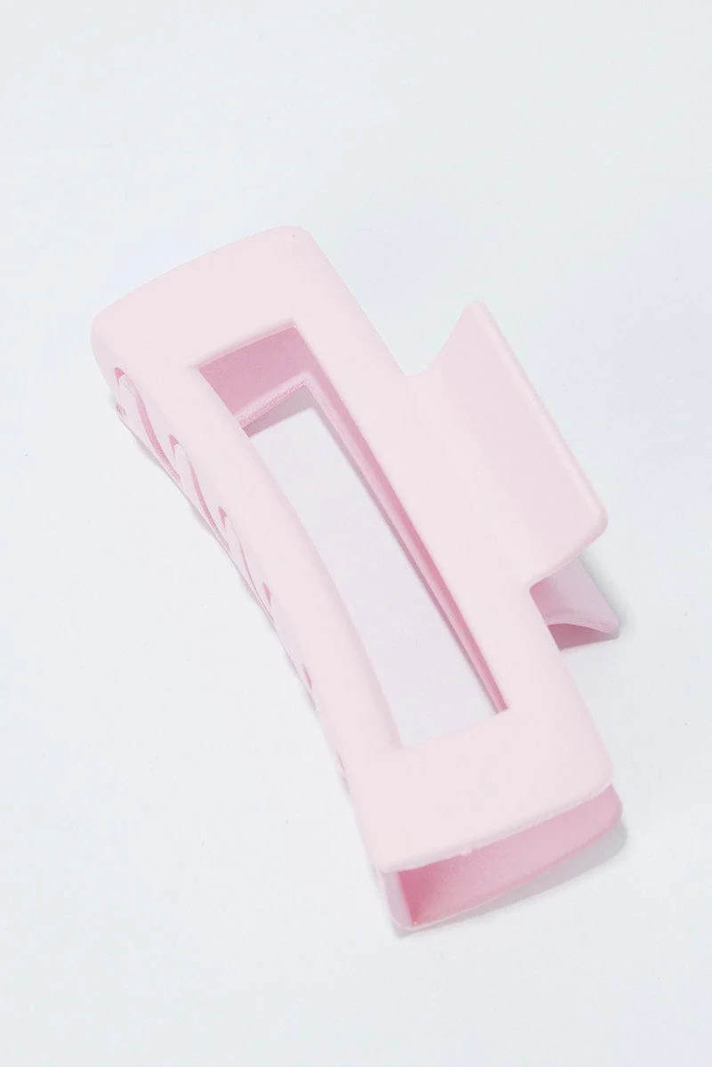 Pink Large Rectangle Claw Clip