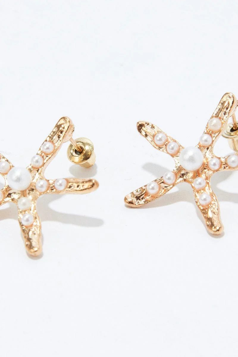 Gold Starfish Earrings