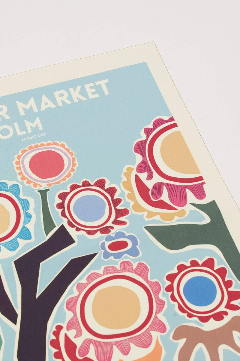 Print Flower Market Stockholm Abstract Print A3