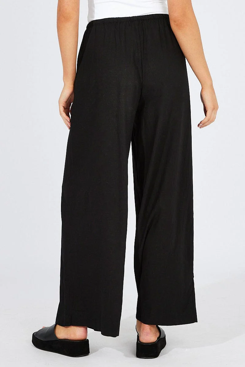 Black Wide Leg Pants High Rise