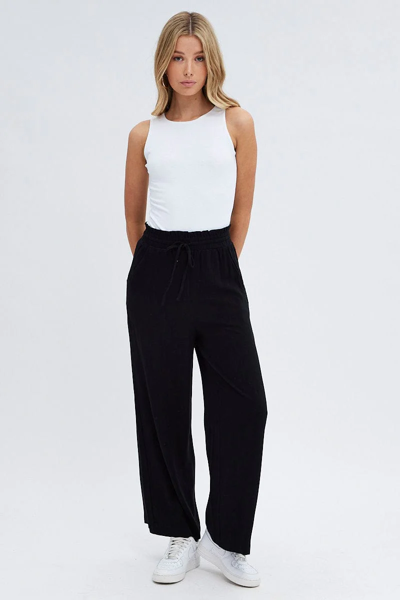 Black Wide Leg Pants High Rise