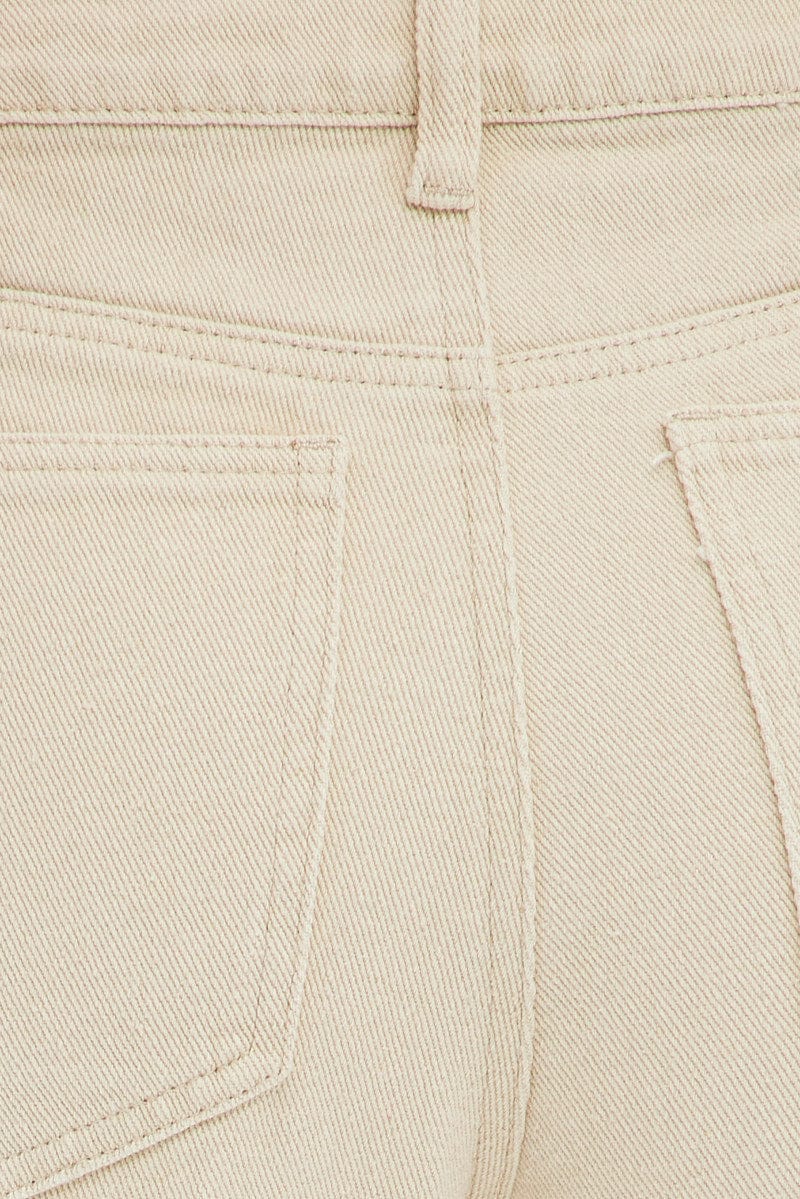 Beige Cargo Denim Jeans High rise
