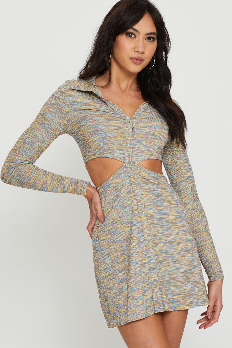 Multi Mini Dress Long Sleeve