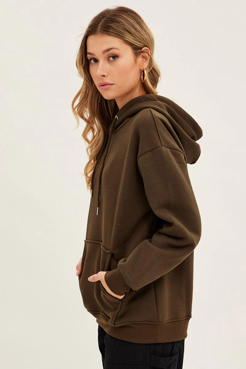 Green Fleece Hoodie Long Sleeve Cotton