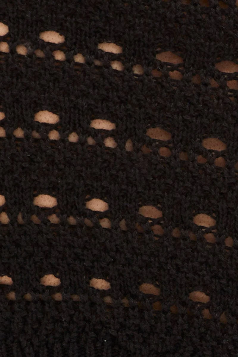 Black Crochet Singlet Top