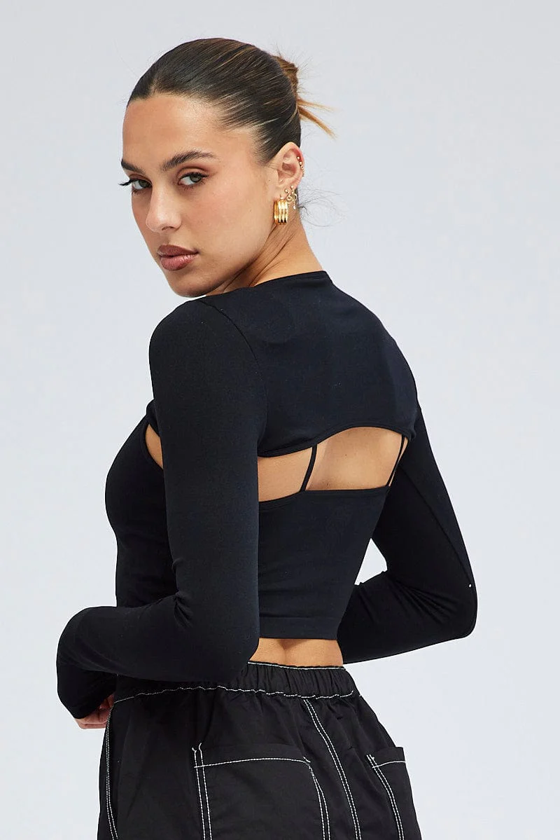 Black Shrug And Cami Top Seamless