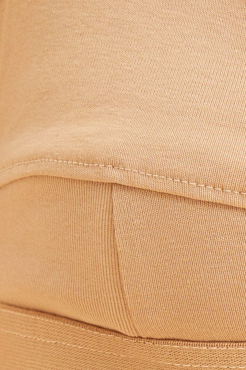 Beige Triangle Bralette Cotton Stretch Seam Detail