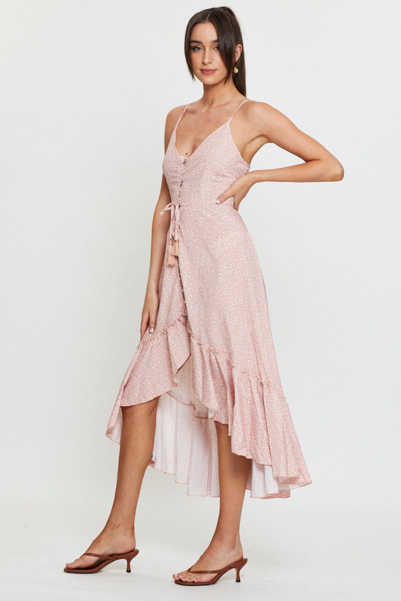 Geo Print Dress Adjustable Straps Midi