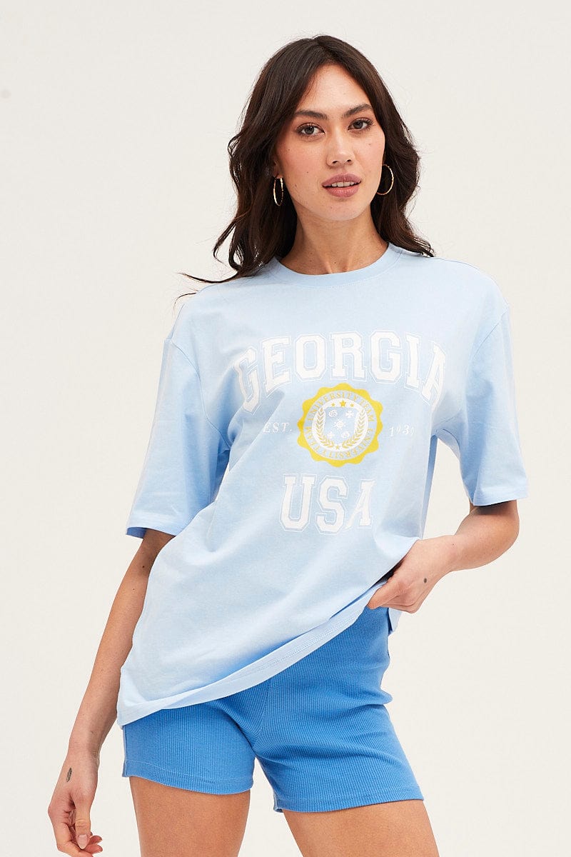 Blue Short Sleeve Graphic Tee