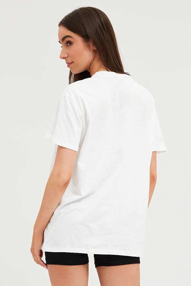 White Graphic T Shirt Short Sleeve