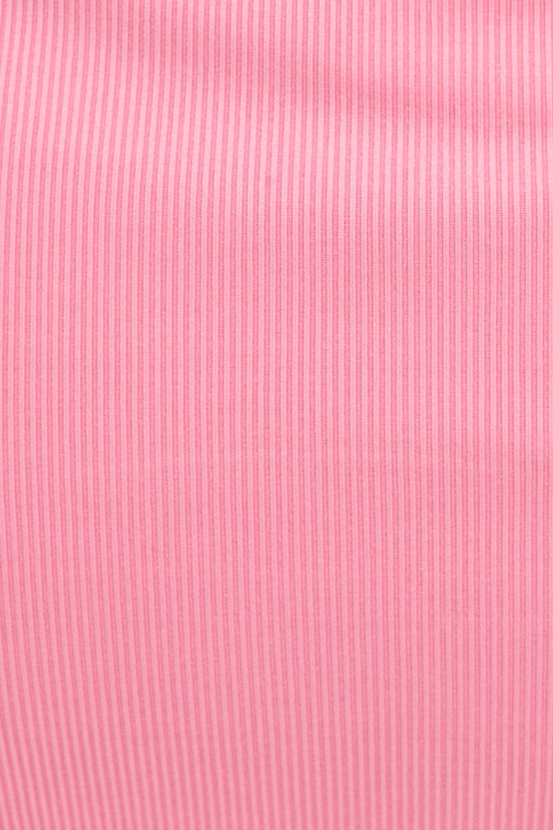 Pink Rib Jersey Front Slit Pencil Midi Skirt