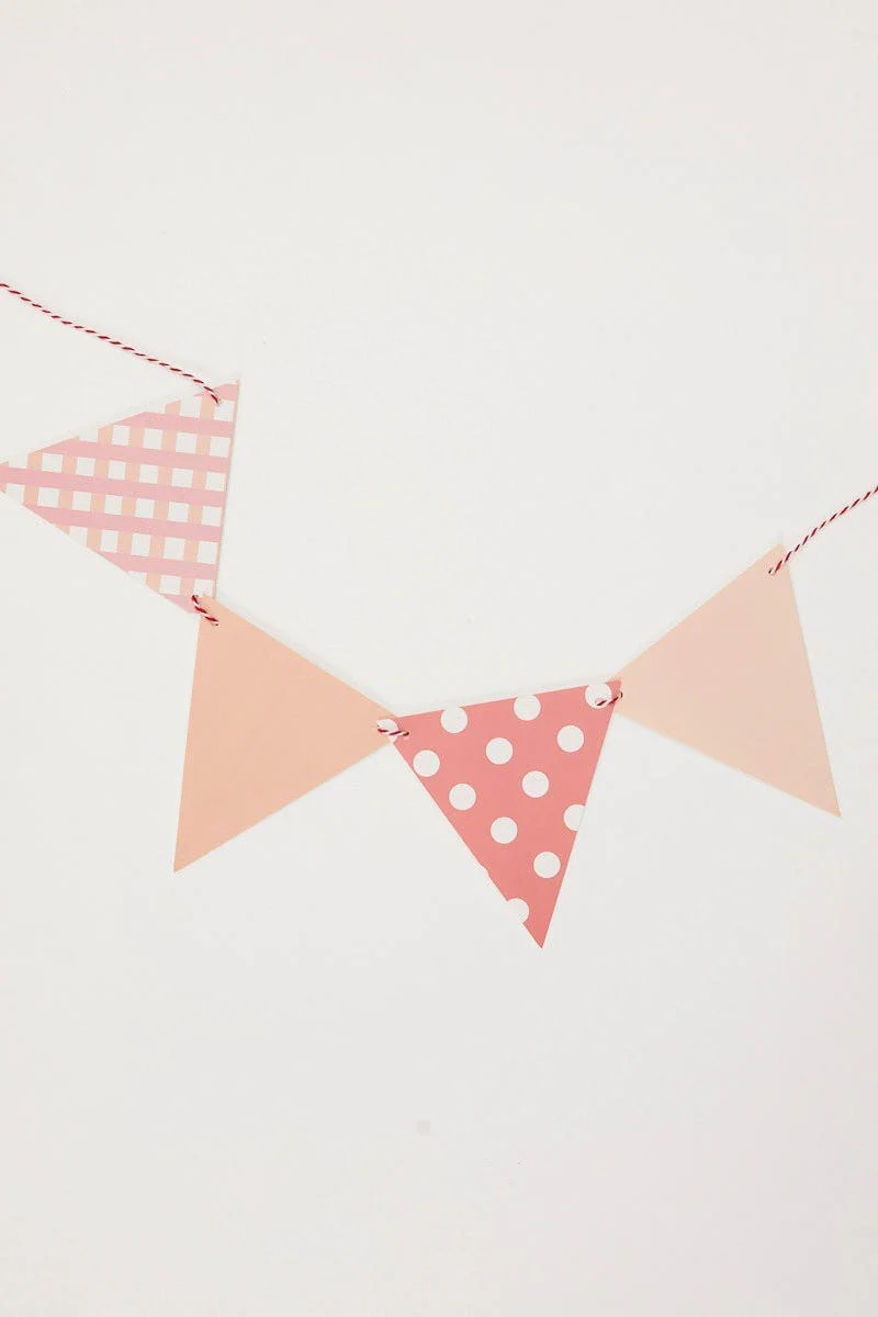 Pink Mixed Polka Dot And Stripe Bunting Banner