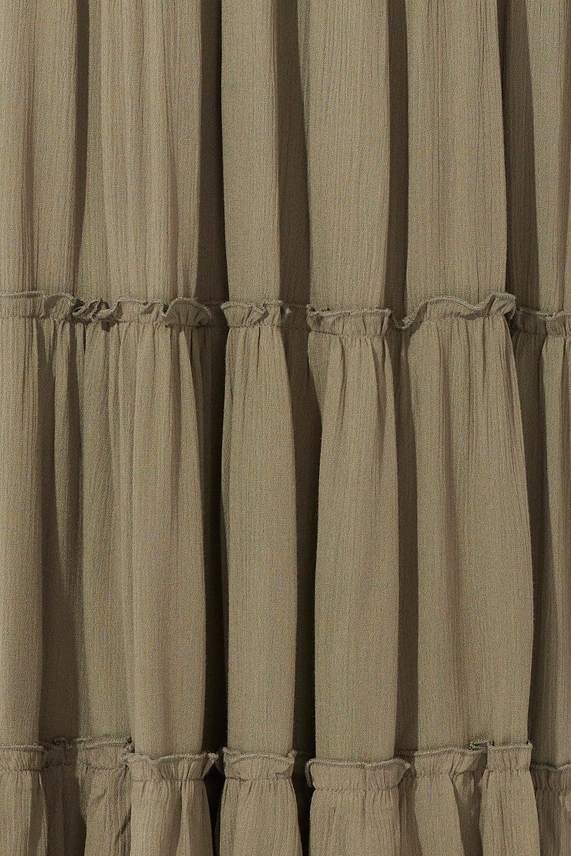 Green Maxi Skirt Tiered