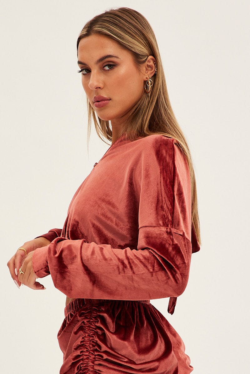 Brown Velvet Jacket Long Sleeve Hoodie