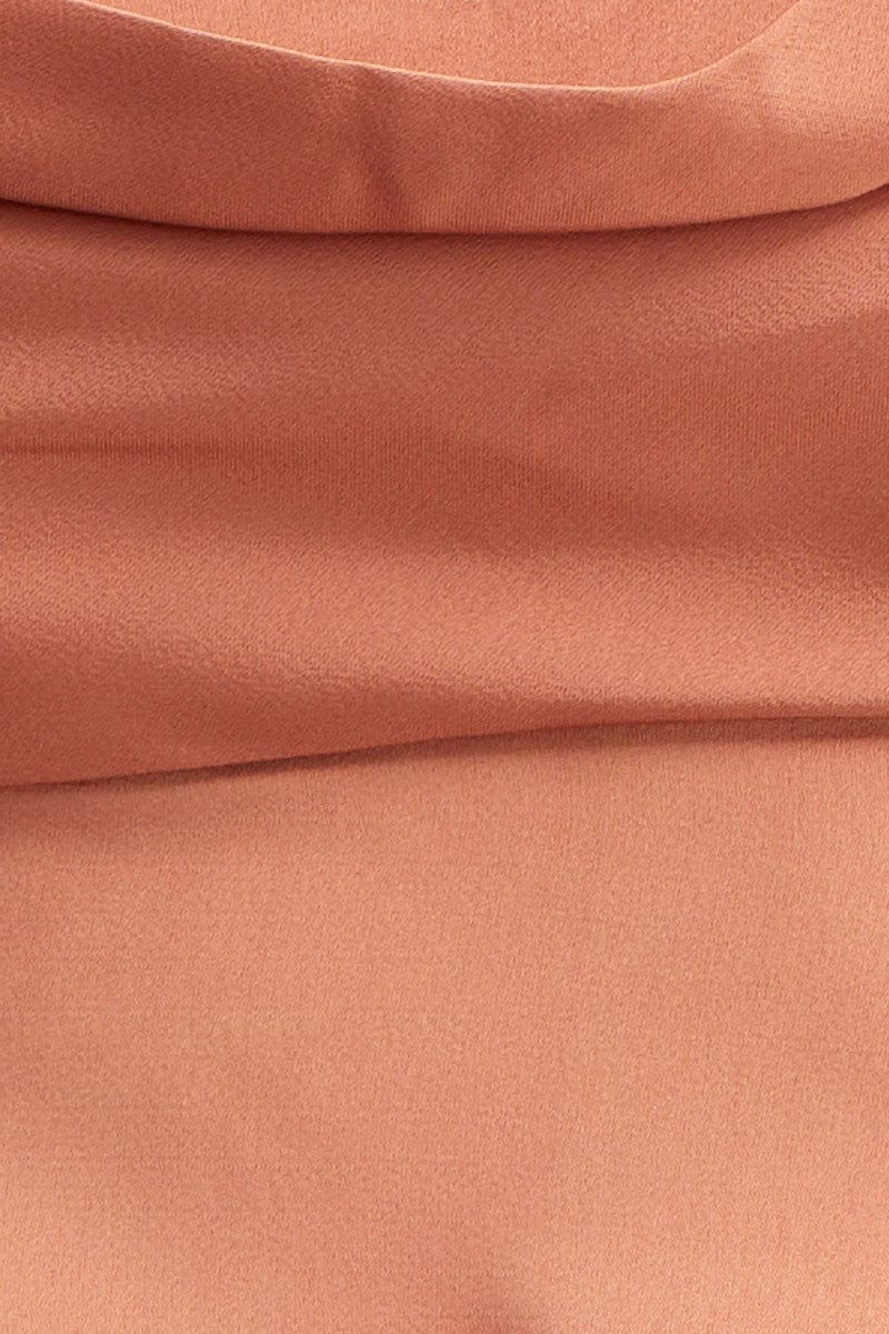 Brown Scarf Top Short Sleeve Crop