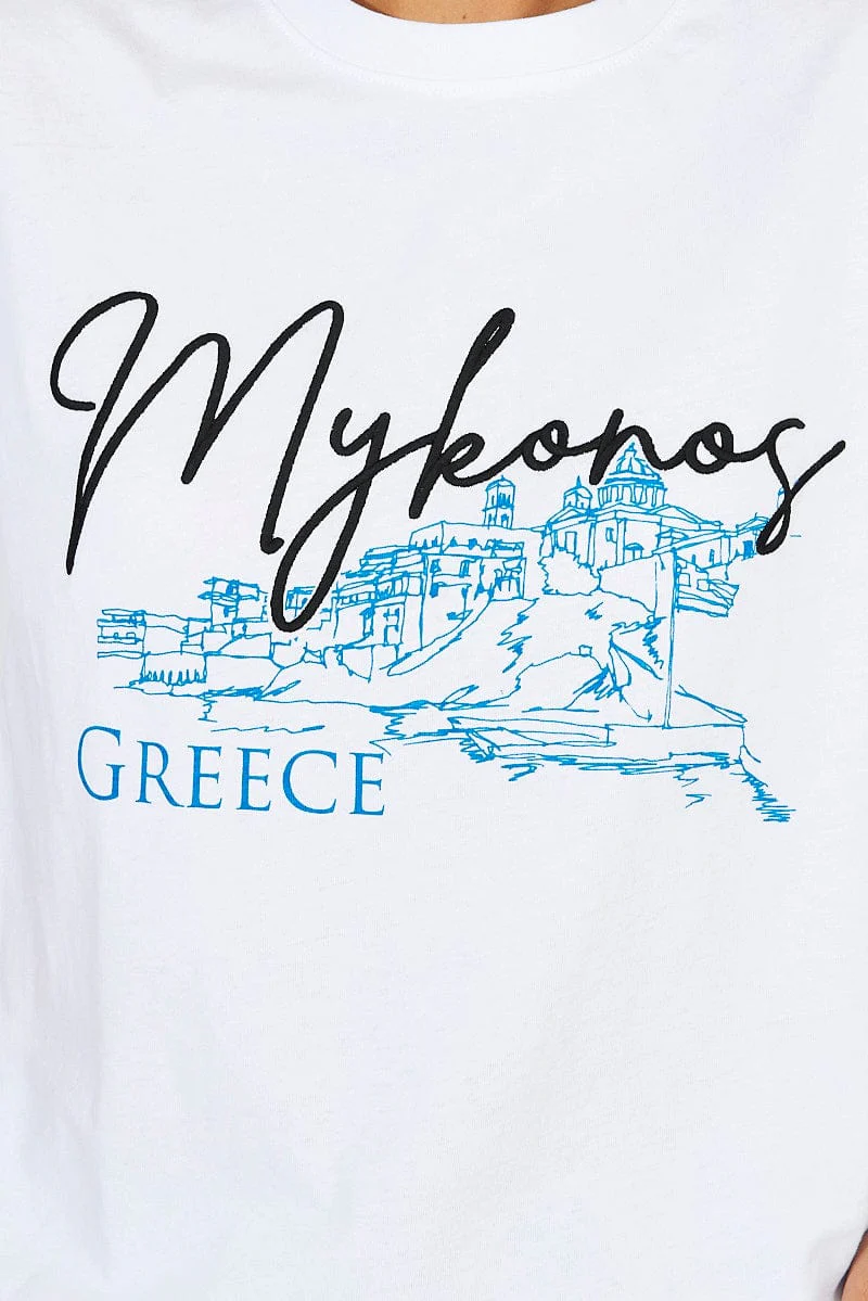 White Graphic Tee Short Sleeve