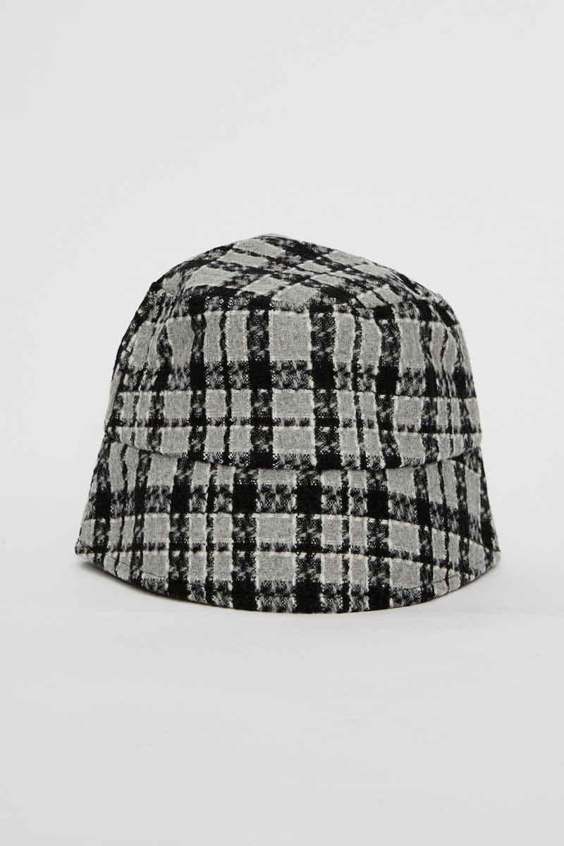 Grey Plaid Bucket Hat