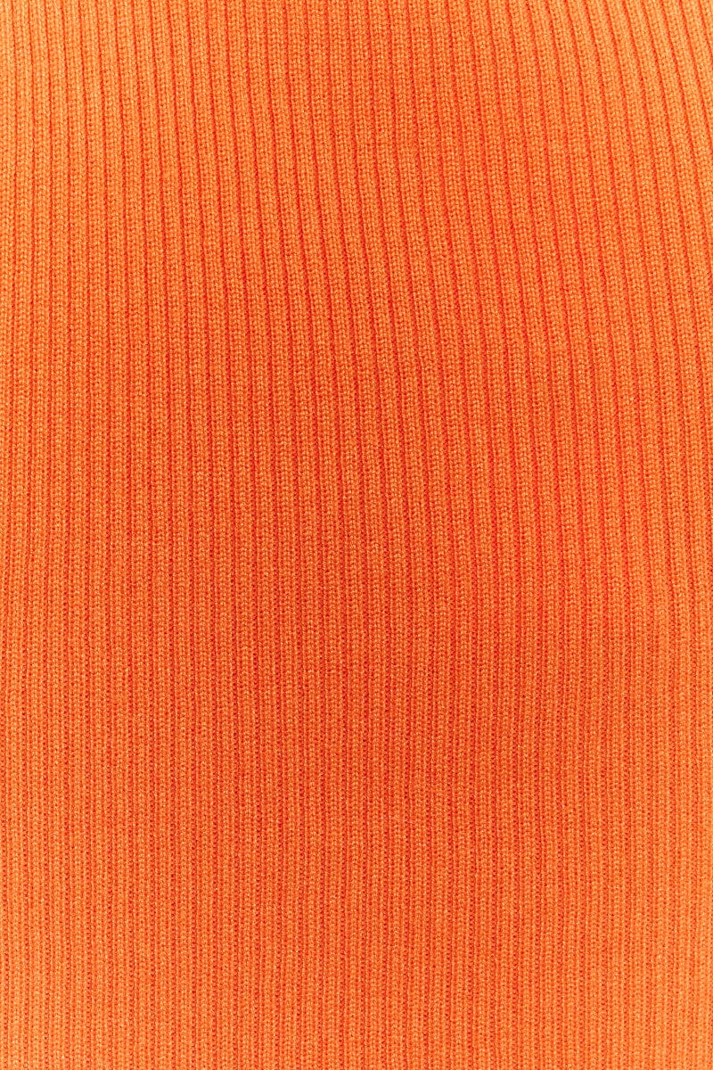 Orange Crop Top Knit Contrast Binding