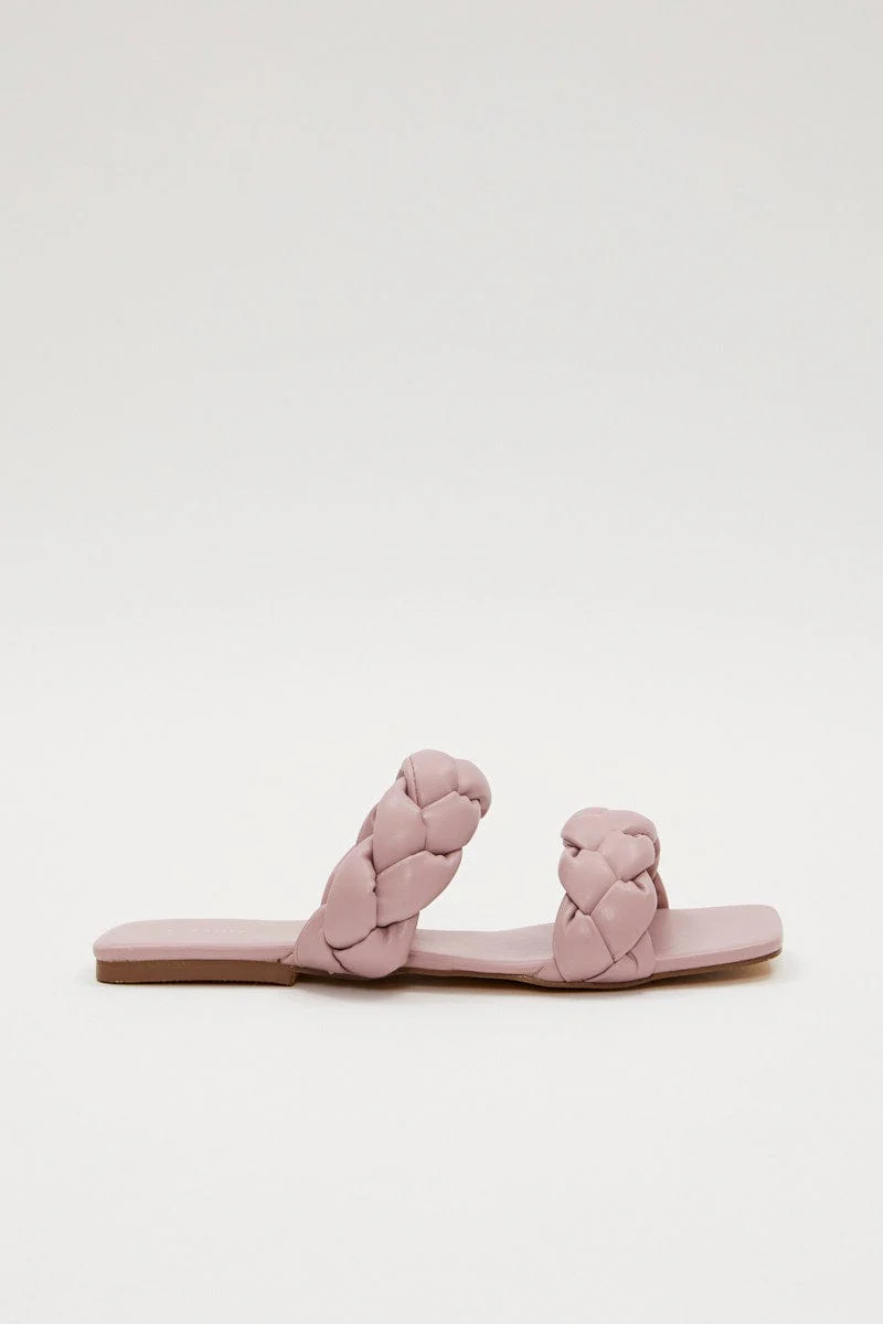 Purple Cassie Braided Strap Flat Mule Sandal