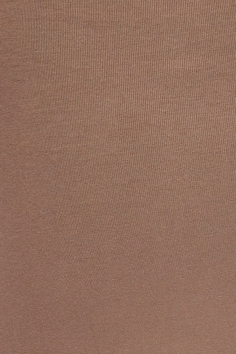 Brown Maxi Dress Sleeveless Scoop Neck Bodycon Jersey