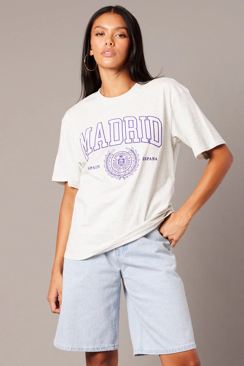 Grey Graphic Tee Short Sleeve