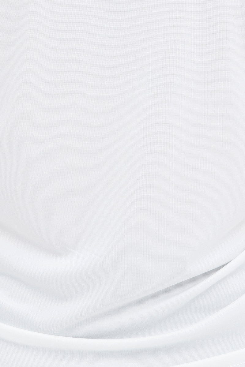 White Long Sleeve Shirt Collared Side Ruched