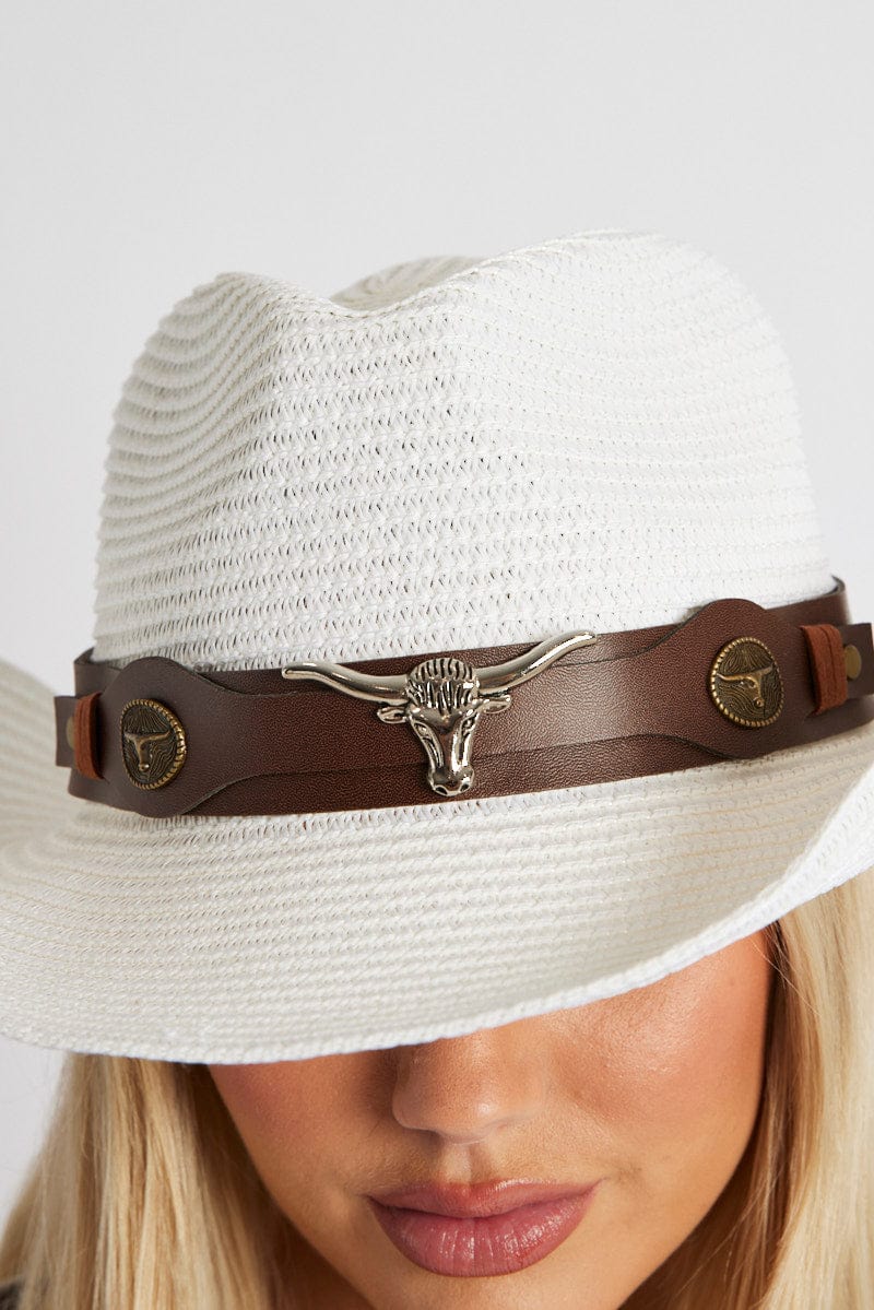 White Straw Cowboy Hat