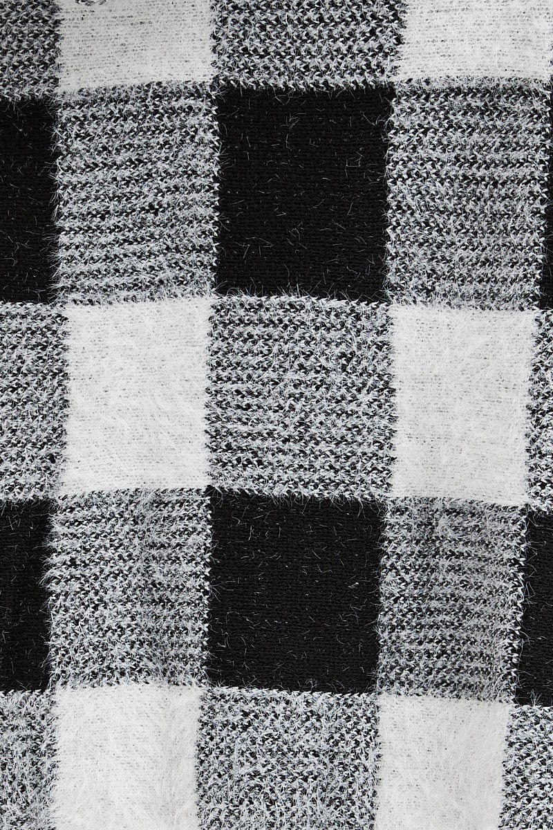 Mono Print Knit Cardigan Long Sleeve Longline