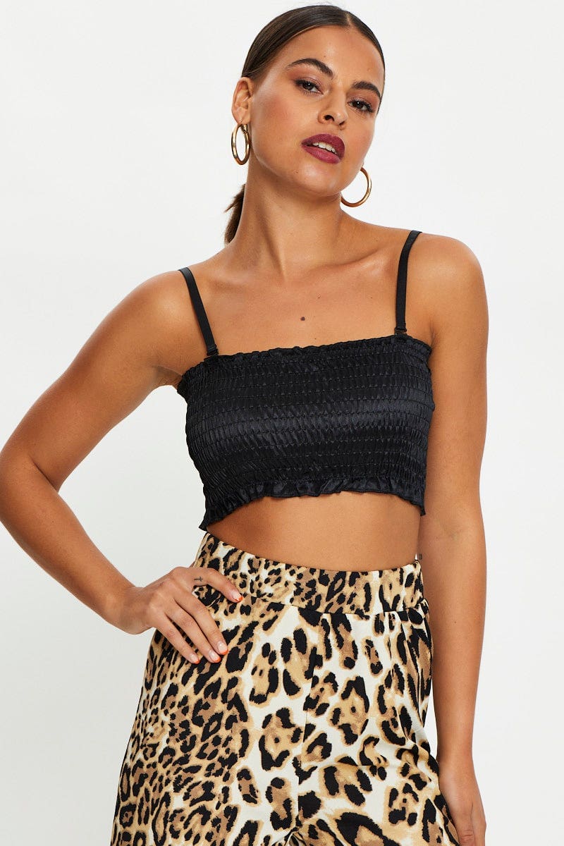 Black Shirred Cami