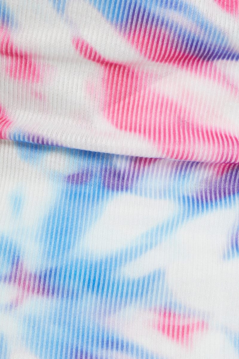 Print Tie Dye Cross Front Top