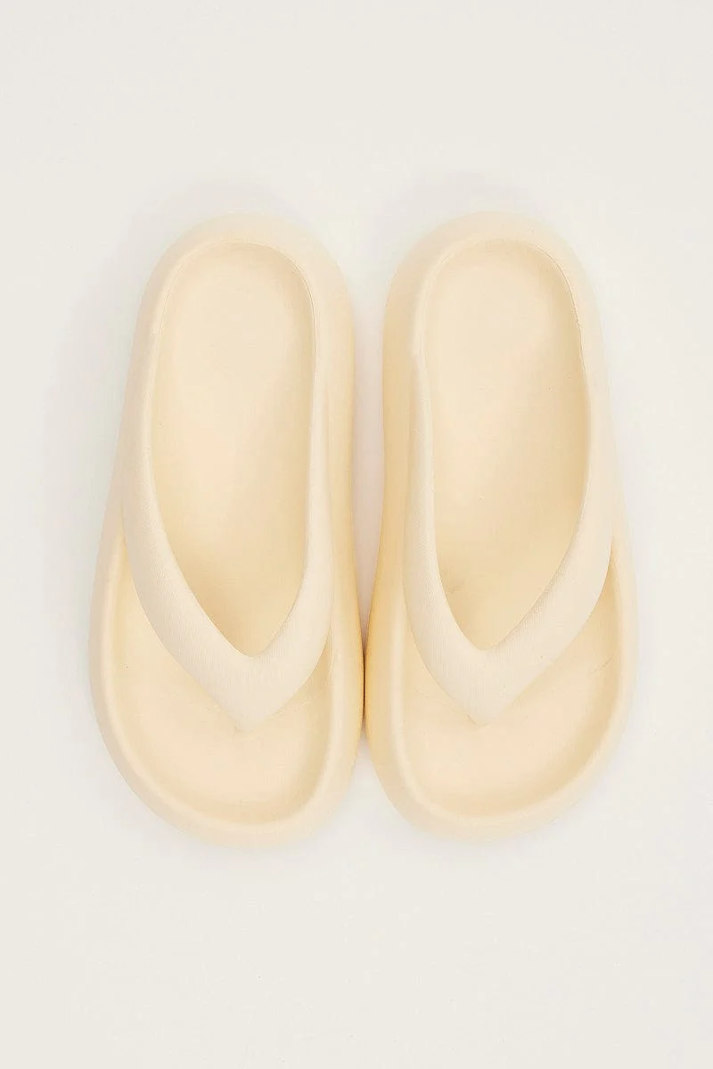 White Chunky Flat Slides