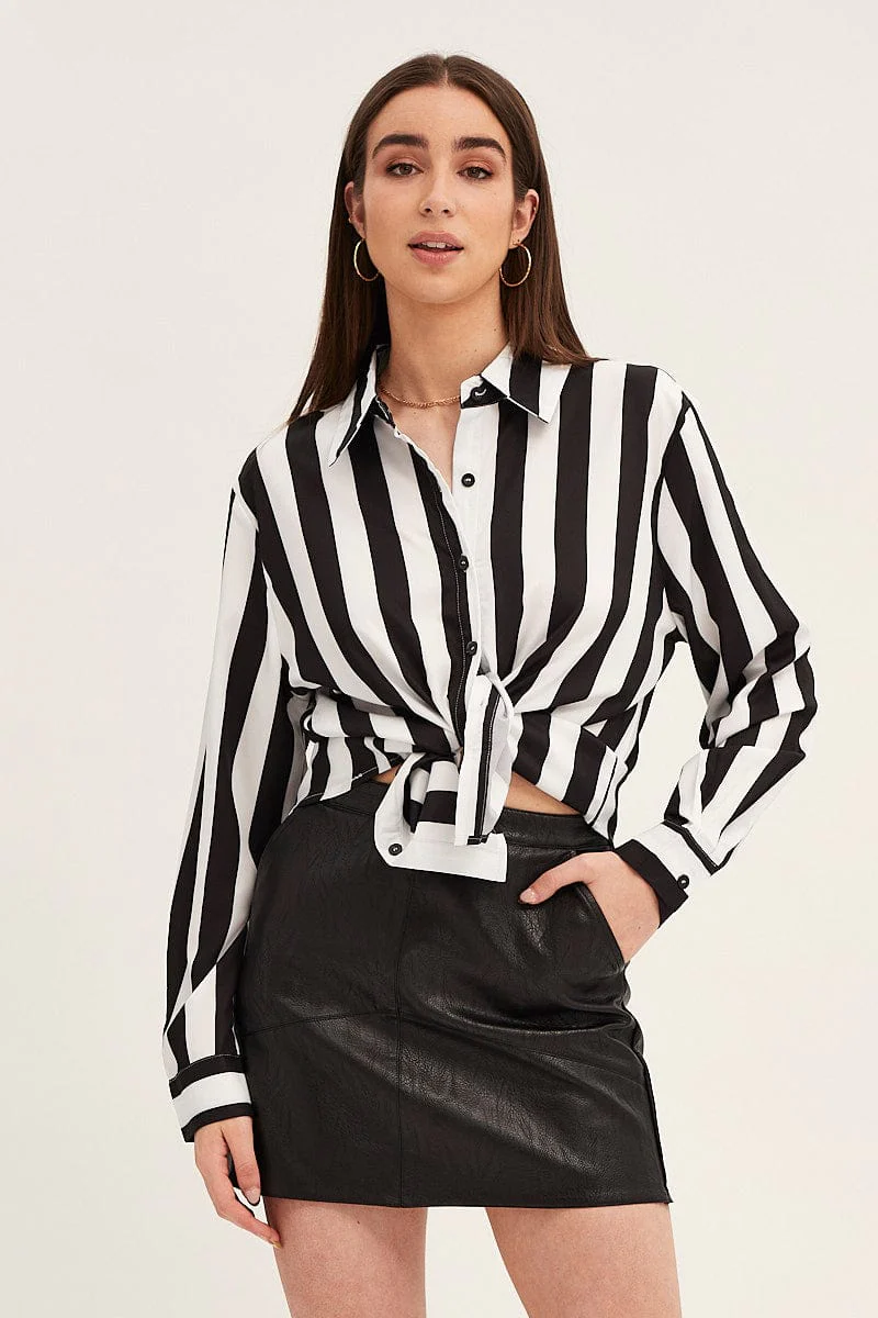 Black Shirt Long Sleeve Collared Button Up Longline