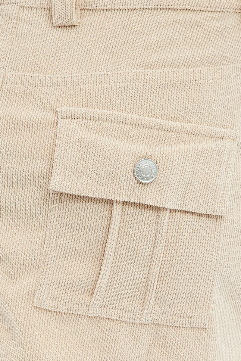 Camel Cargo Skirt Mini Mid Rise  Corduroy