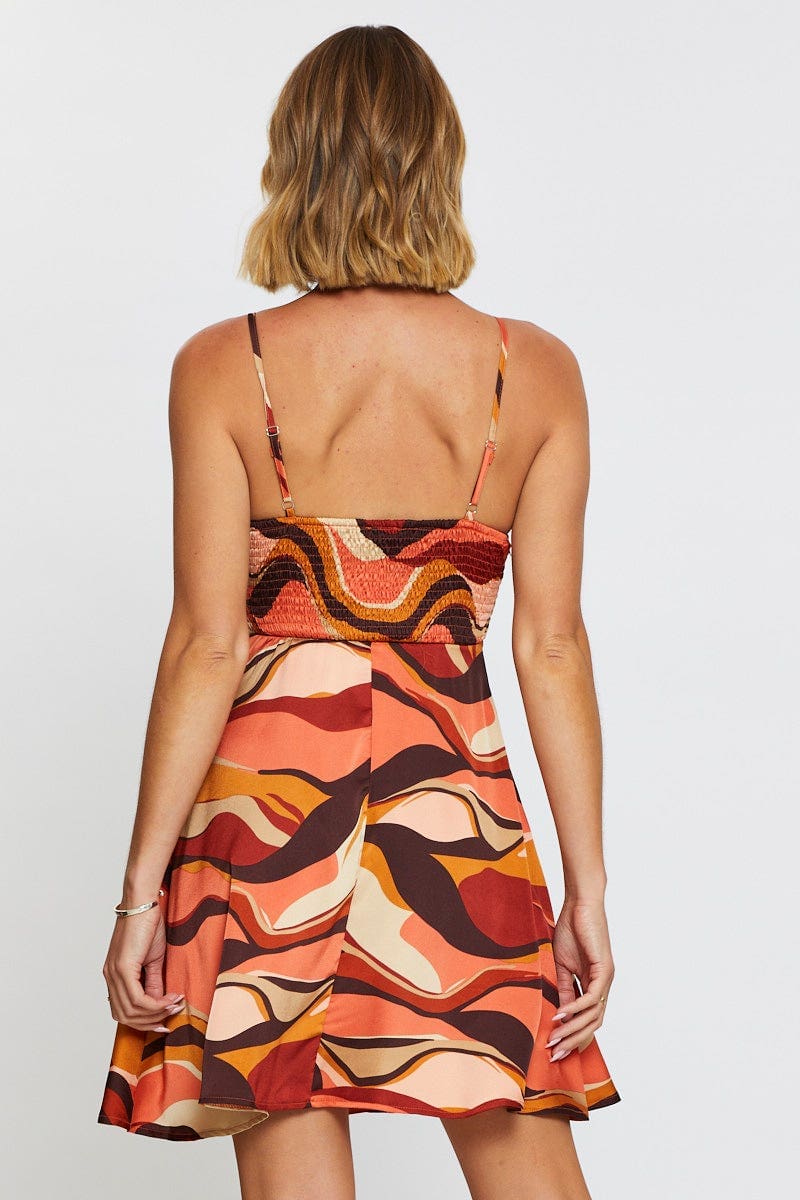 Print A Line Dress Mini