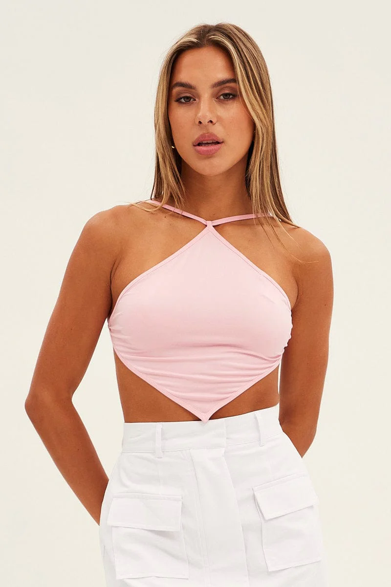 Pink Scarf Top Backless