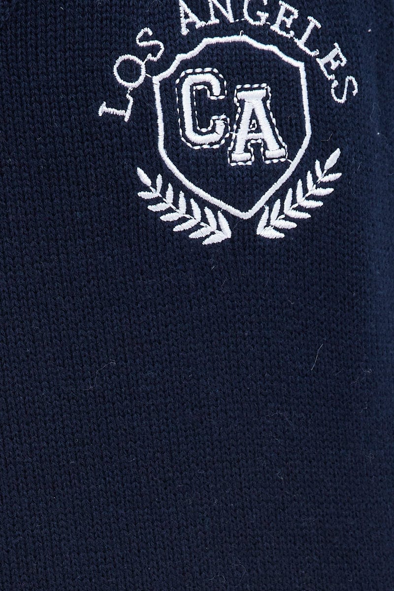 Blue Knit Vest V neck