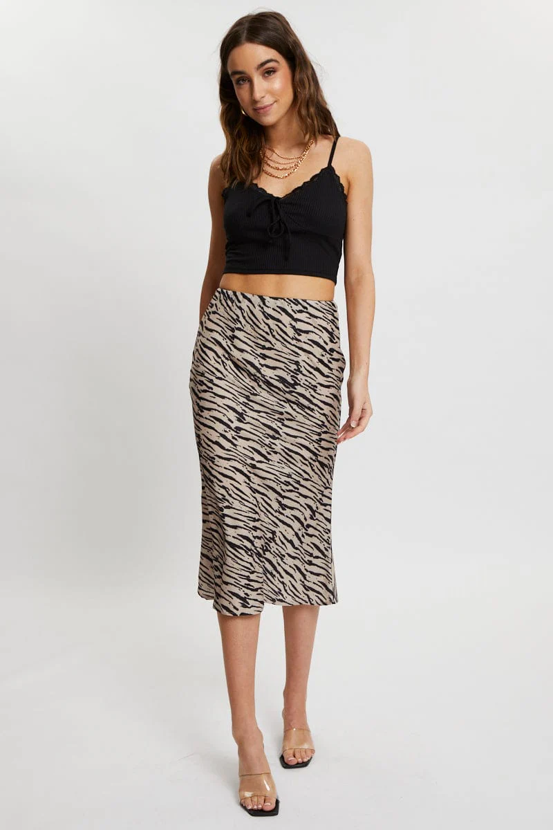 Black Lace Trim Tie Front Cami