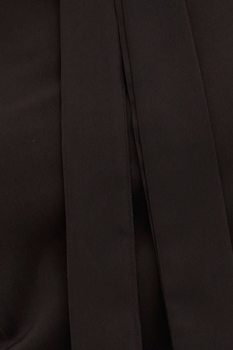 Black Tie Front Ruffle Sleeve Top