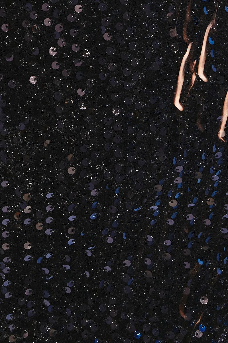 Black Sequin Mini Dress Backless