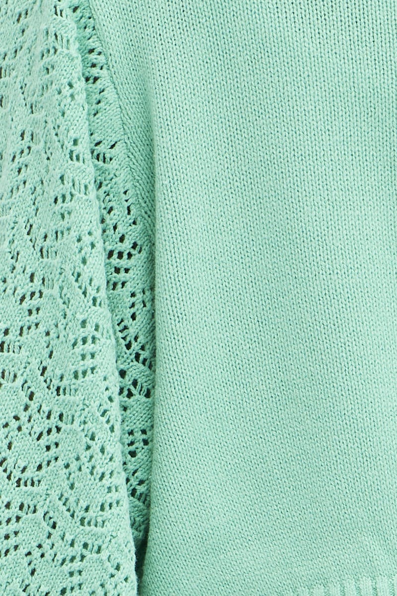 Green Knit Cardigan Long Sleeve Crop