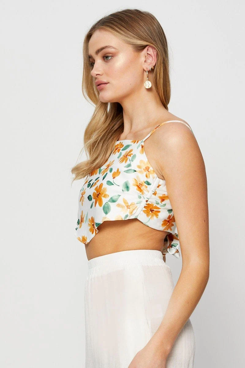 Print Scarf Top Sleeveless Halter