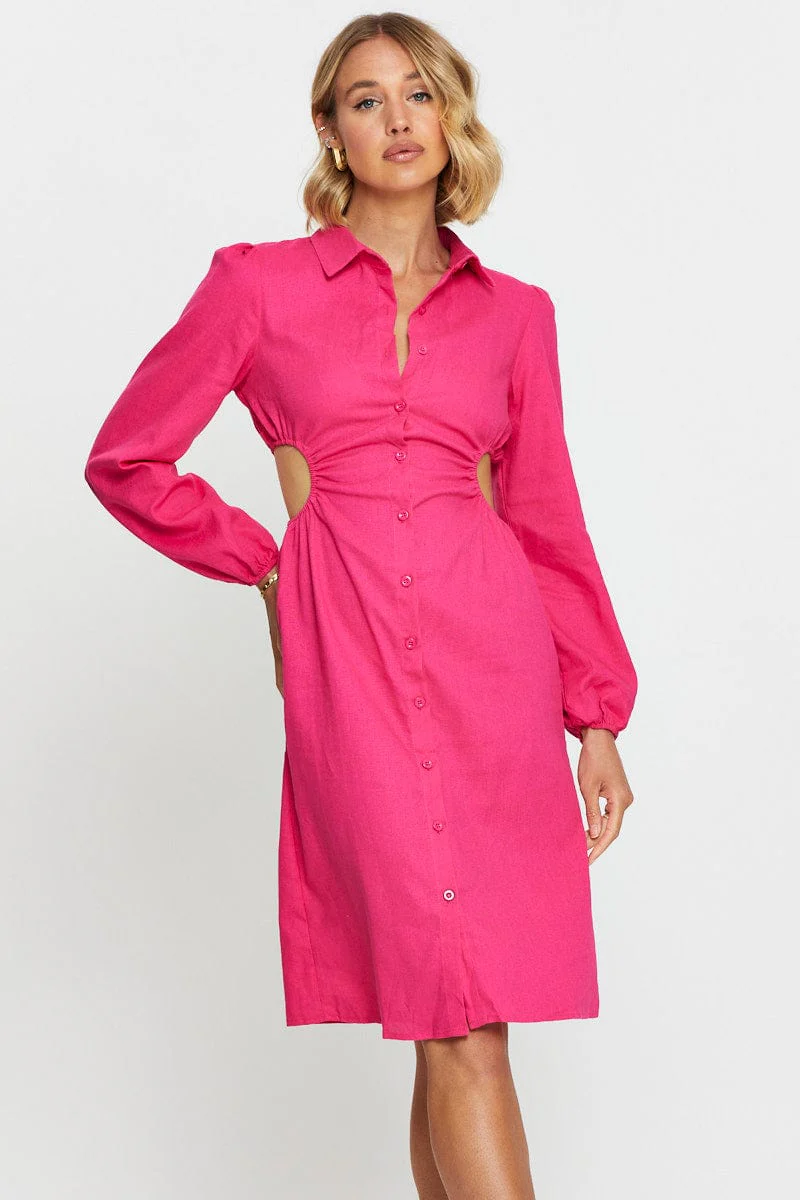 Pink Mini Dress Long Sleeve